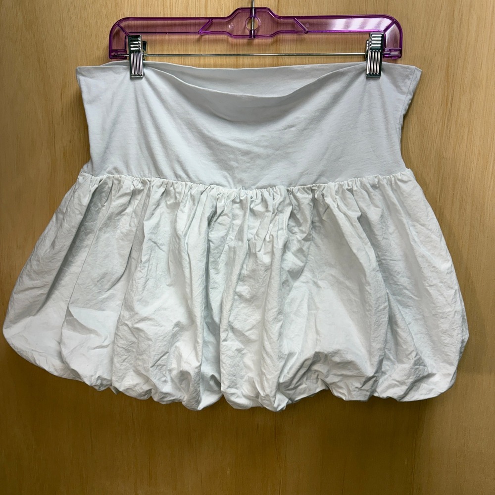 Parachute White Bubble Mini Skirt Cotton Voluminous Puff Hem Size L